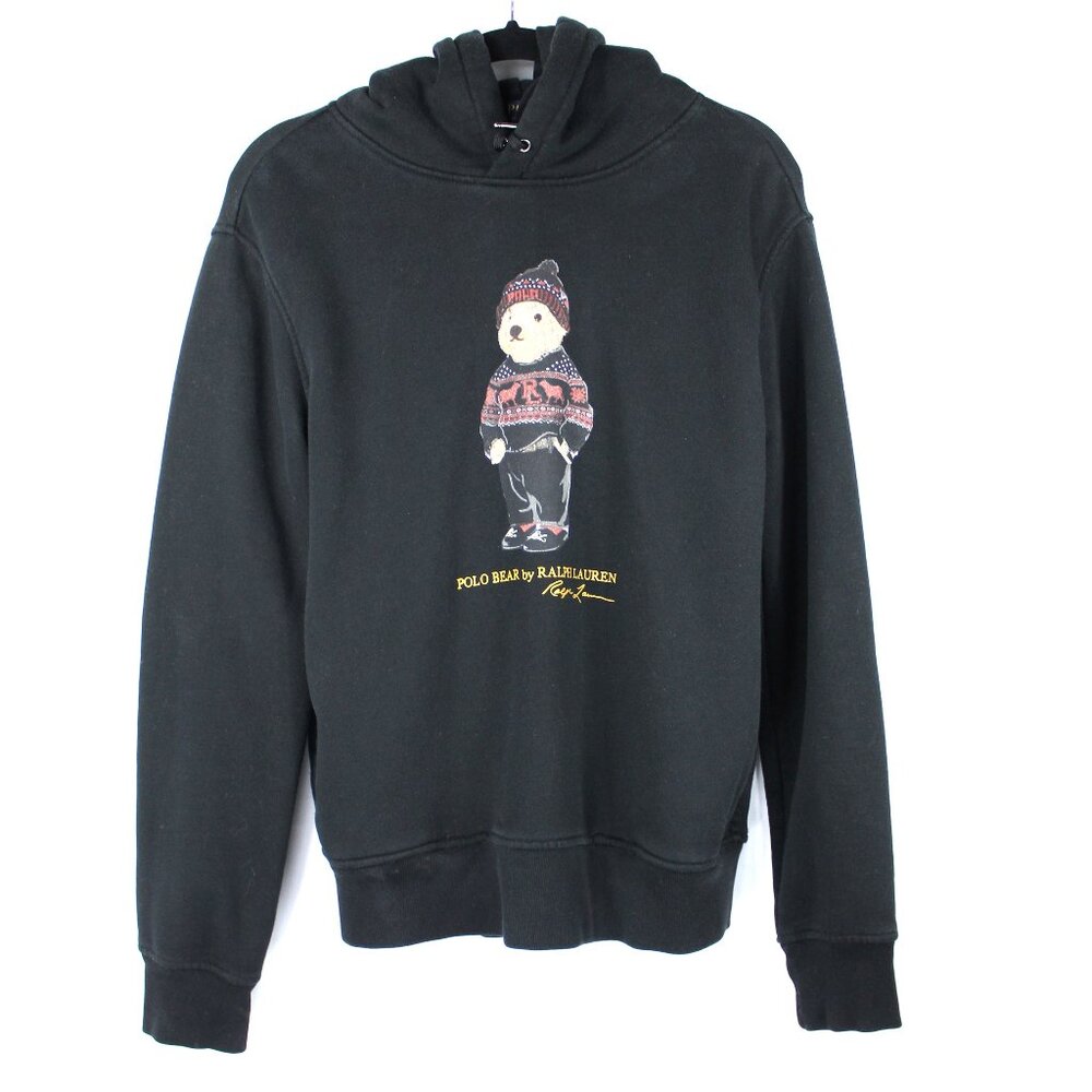 Ralph Lauren Polo Holiday Bear Pullover Hoodie Sweatshirt Black Men’s SZ Medium
